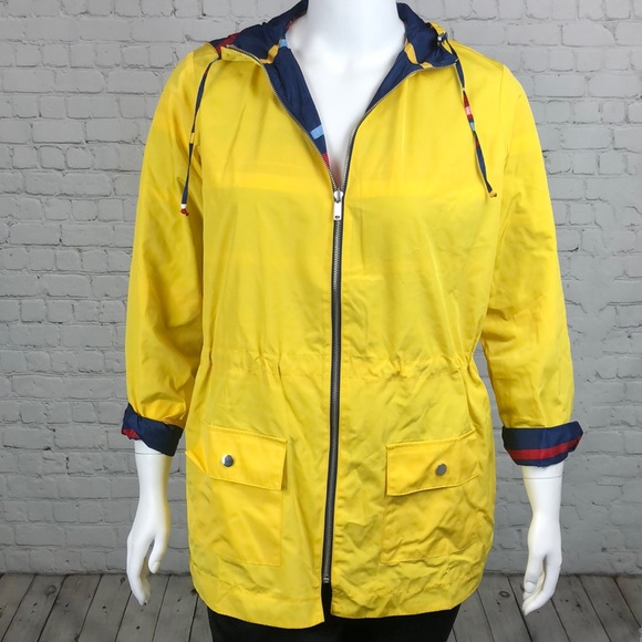 0X 1X 2X Charter Club Yellow Reversible Anorak Jacket Plus Size - Picture 4 of 9